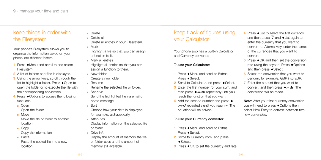 Siemens M55 manual Keep things in order with the Filesystem, Keep track of figures using your Calculator 