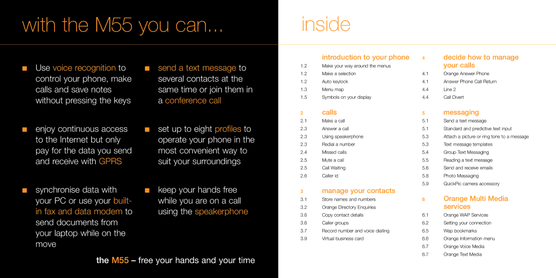 Siemens manual With the M55 you can Inside, Your calls 
