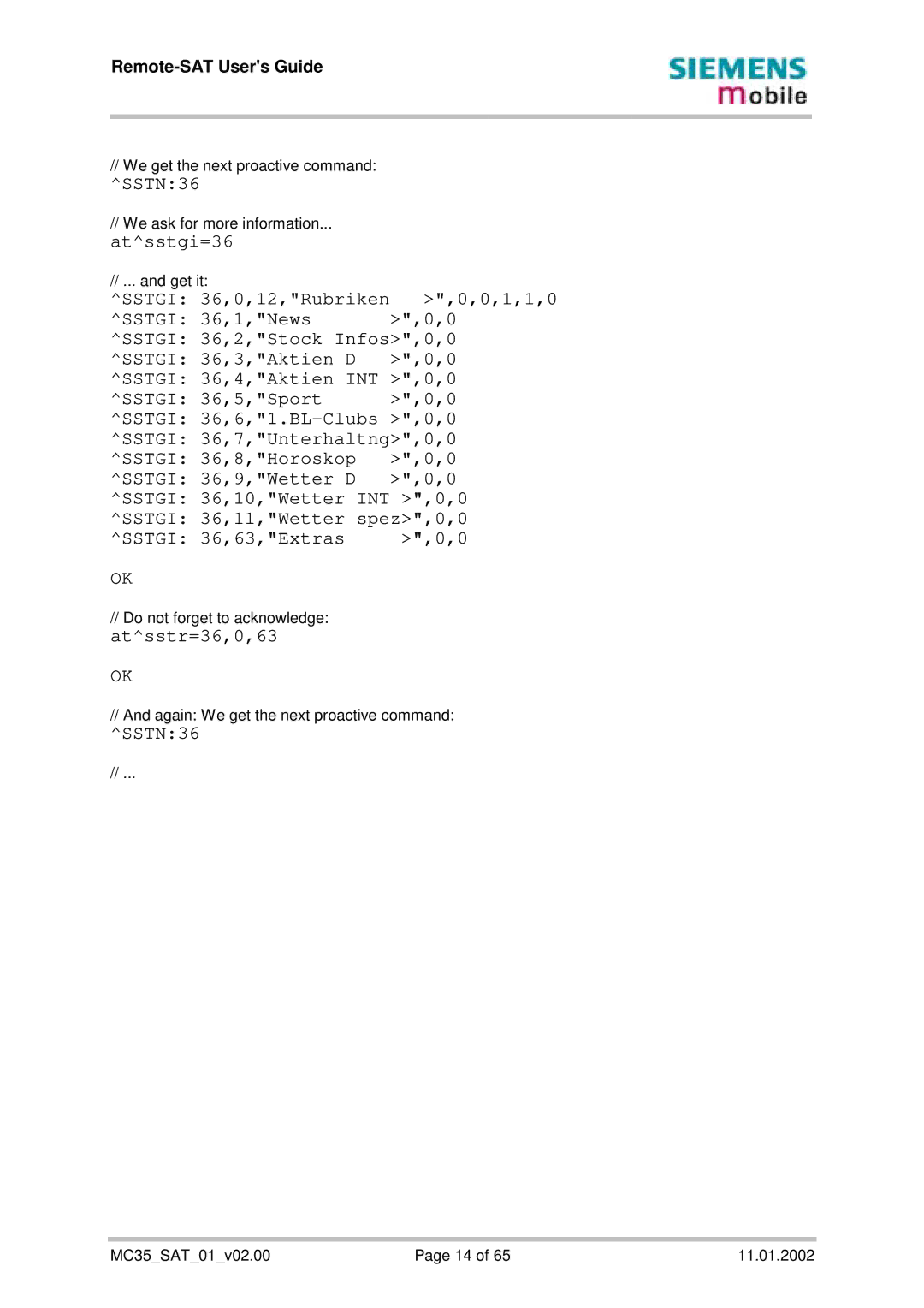 Siemens MC35 manual SSTN36 