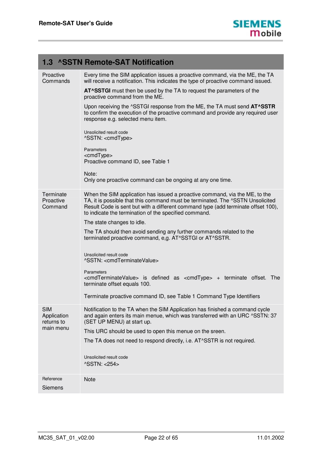 Siemens MC35 manual Sstn Remote-SAT Notification 