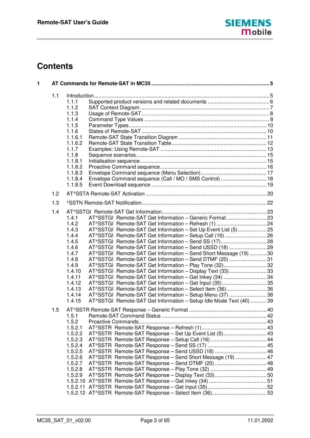 Siemens MC35 manual Contents 