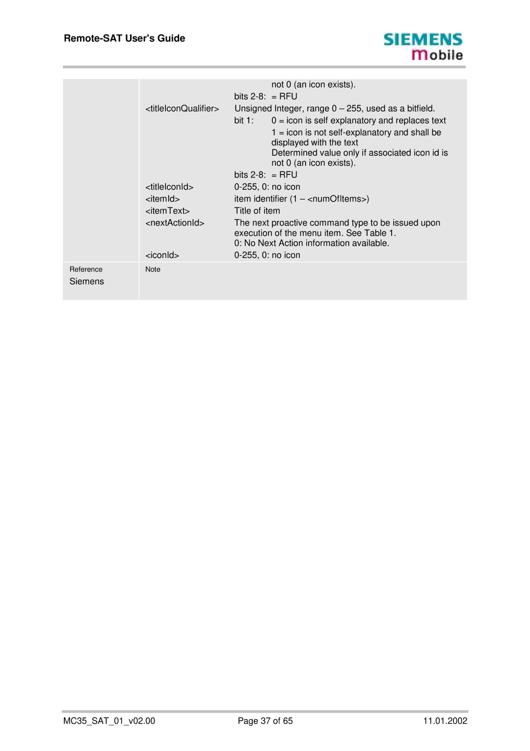 Siemens manual Siemens MC35SAT01v02.00 11.01.2002 