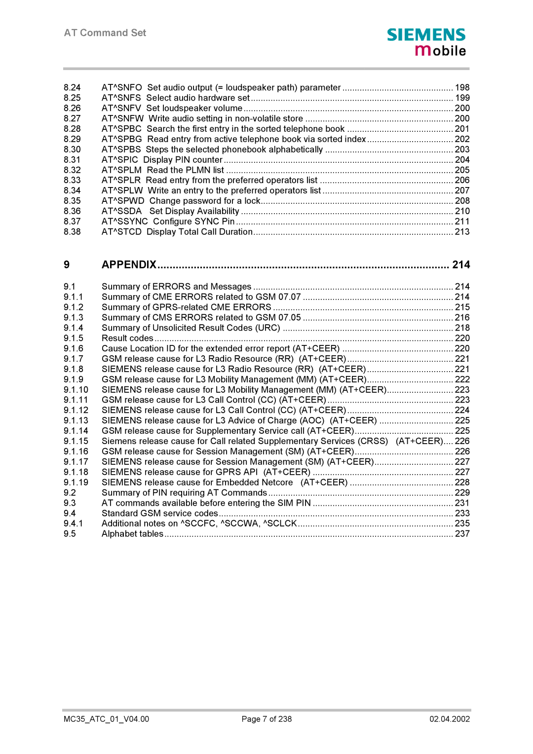 Siemens MC35 manual 214 