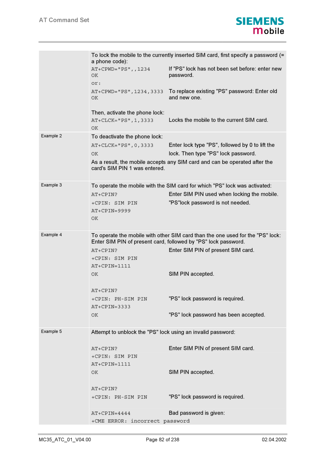 Siemens MC35 manual At+Cpin? 