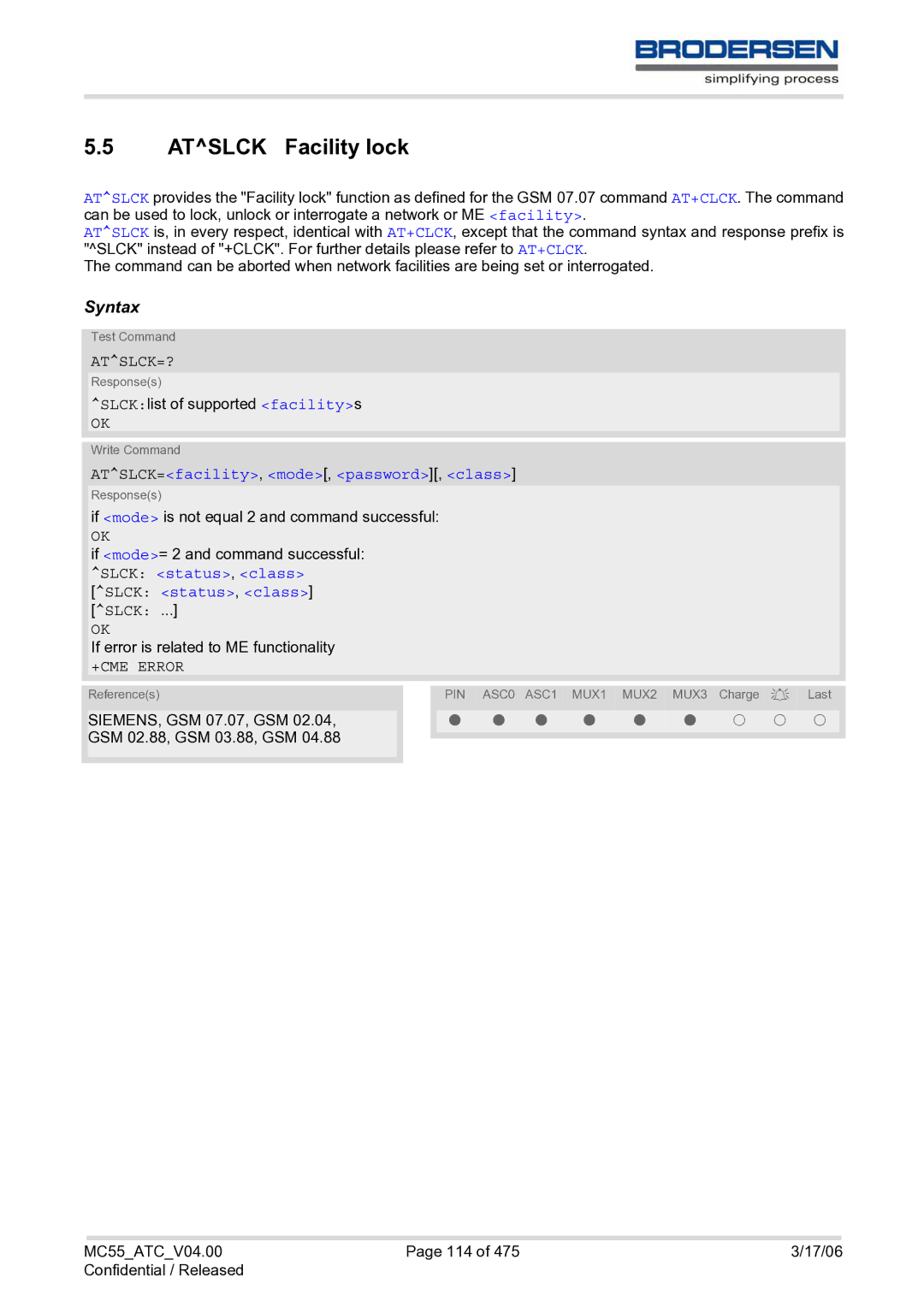 Siemens MC55 AT manual Atslck Facility lock, Atslck=?, ATSLCK=facility, mode, password, class, Slck status, class 