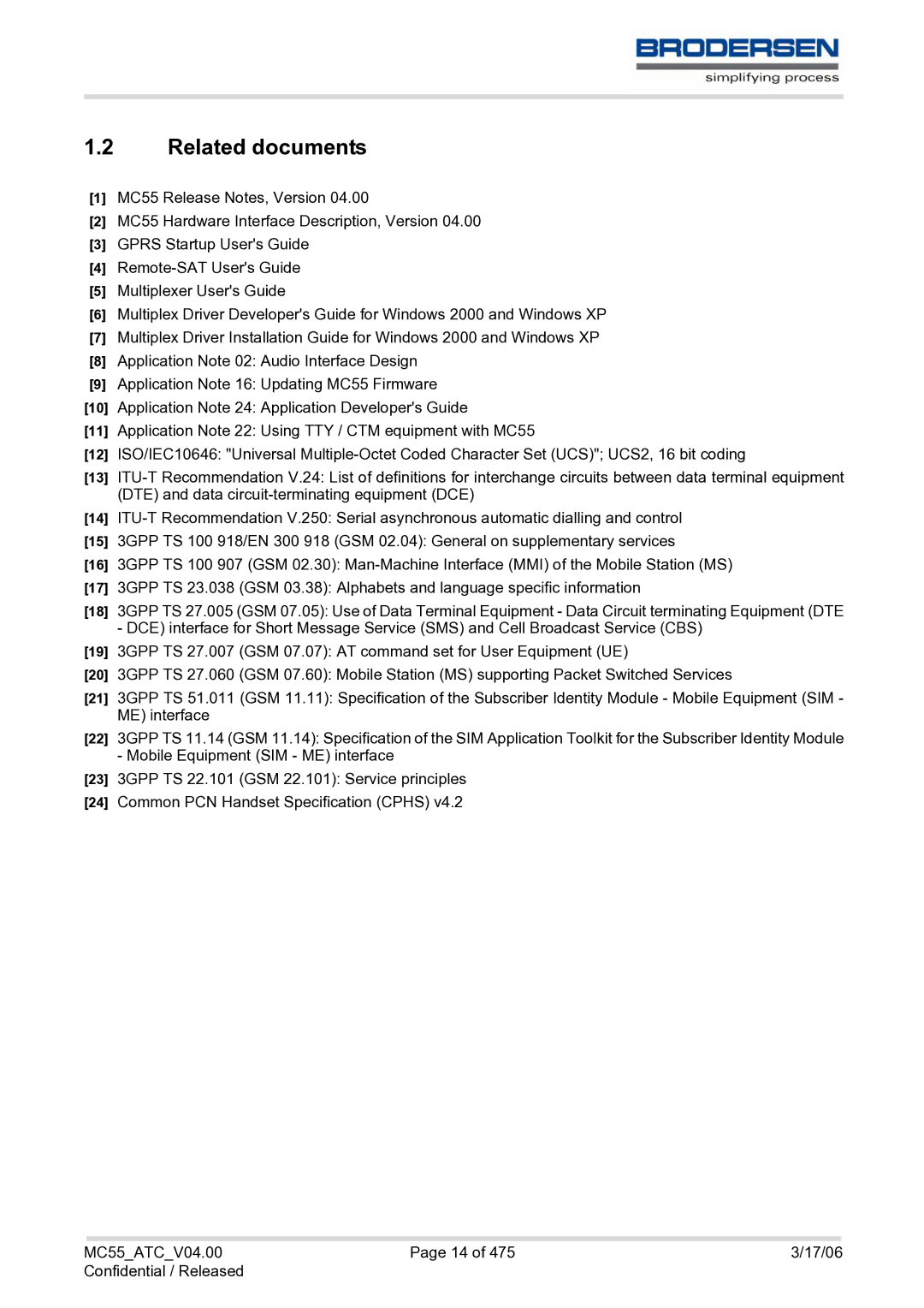 Siemens MC55 AT manual Related documents 