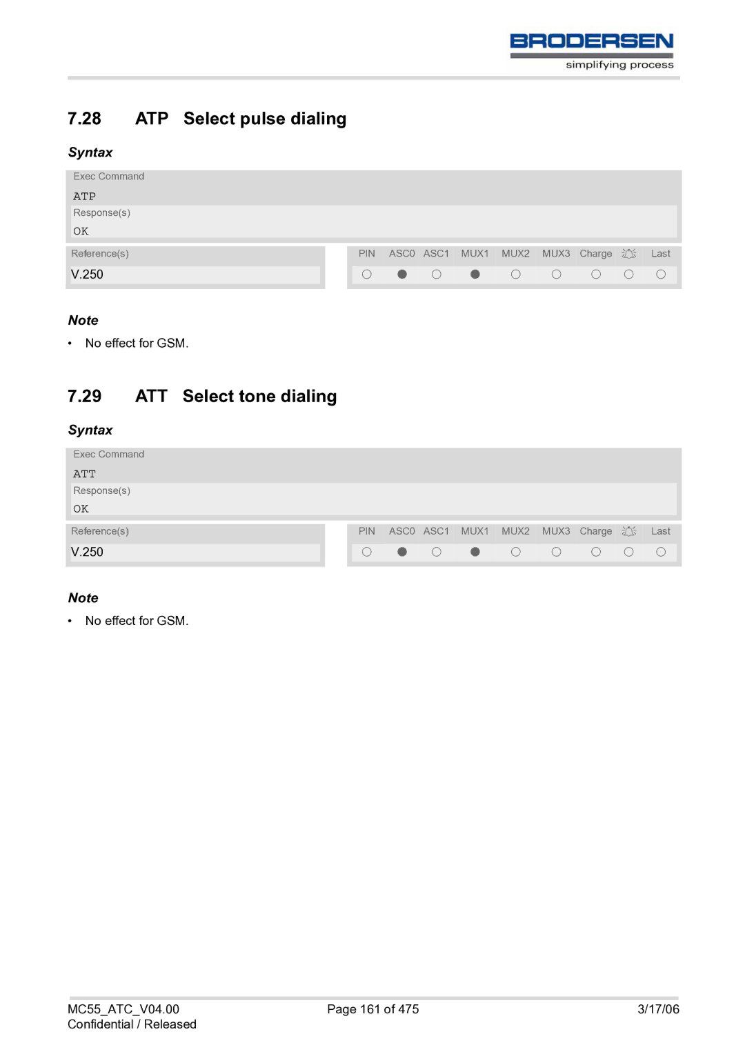 Siemens MC55 AT manual ATP Select pulse dialing, ATT Select tone dialing, Atp, Att 