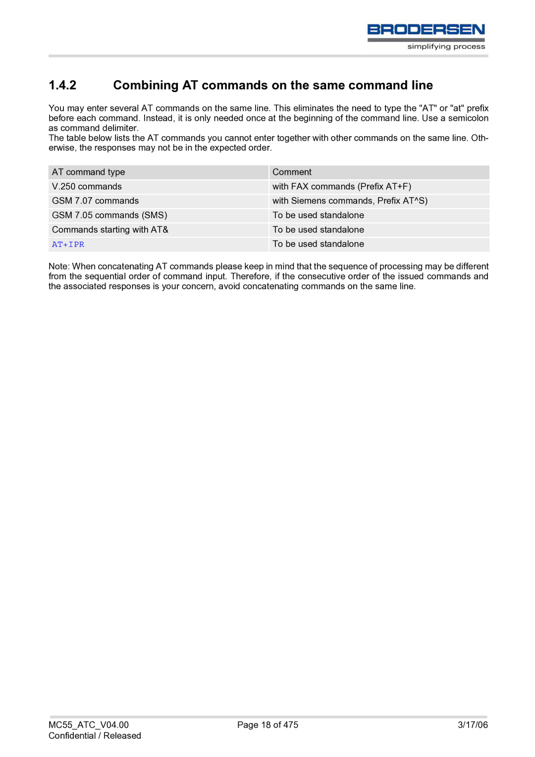 Siemens MC55 AT manual Combining AT commands on the same command line 