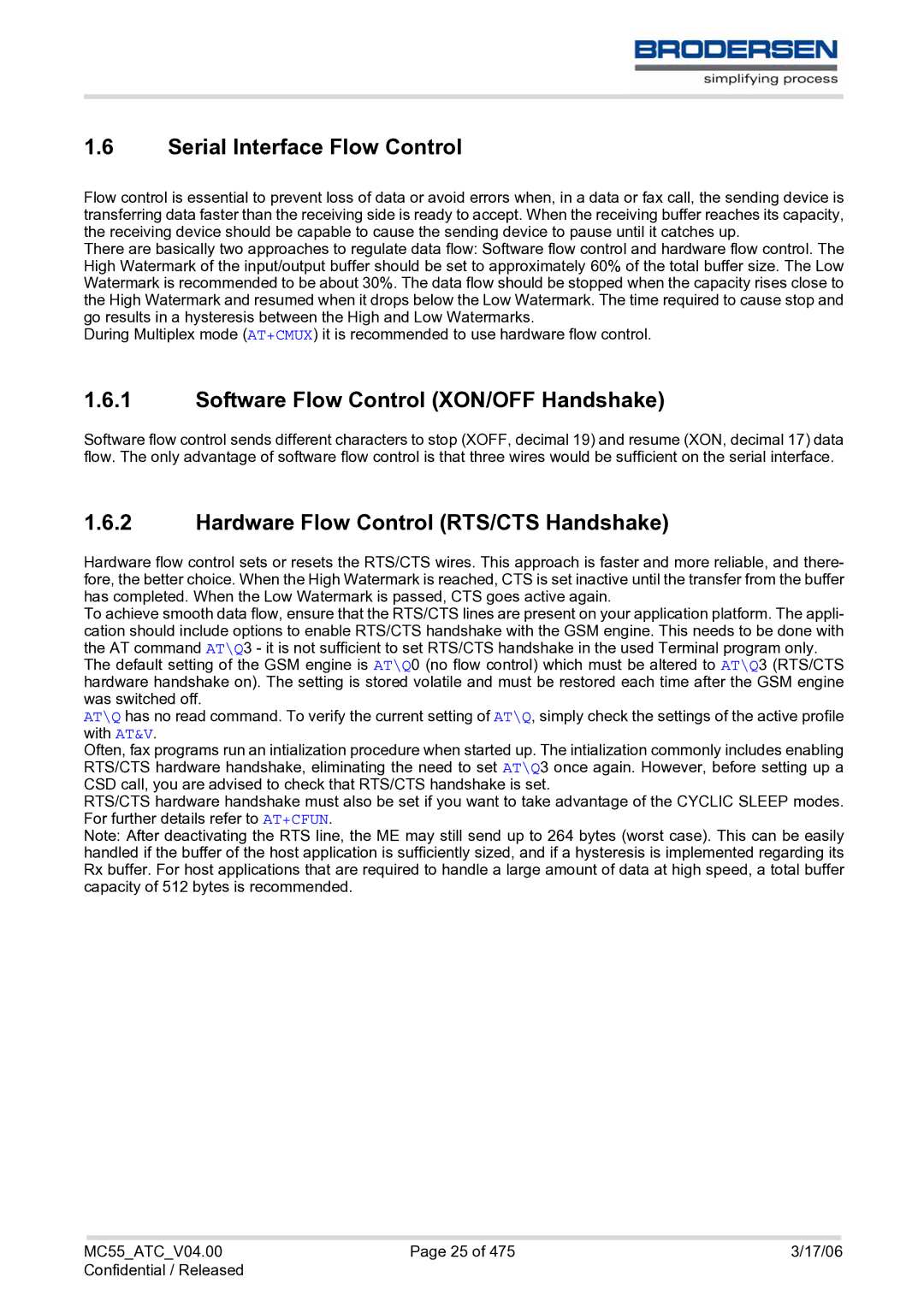 Siemens MC55 AT manual Serial Interface Flow Control, Software Flow Control XON/OFF Handshake 