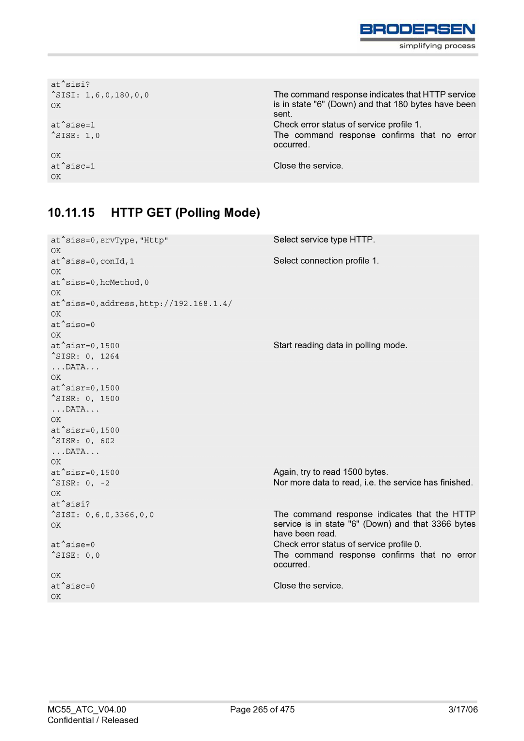 Siemens MC55 AT manual Http GET Polling Mode 