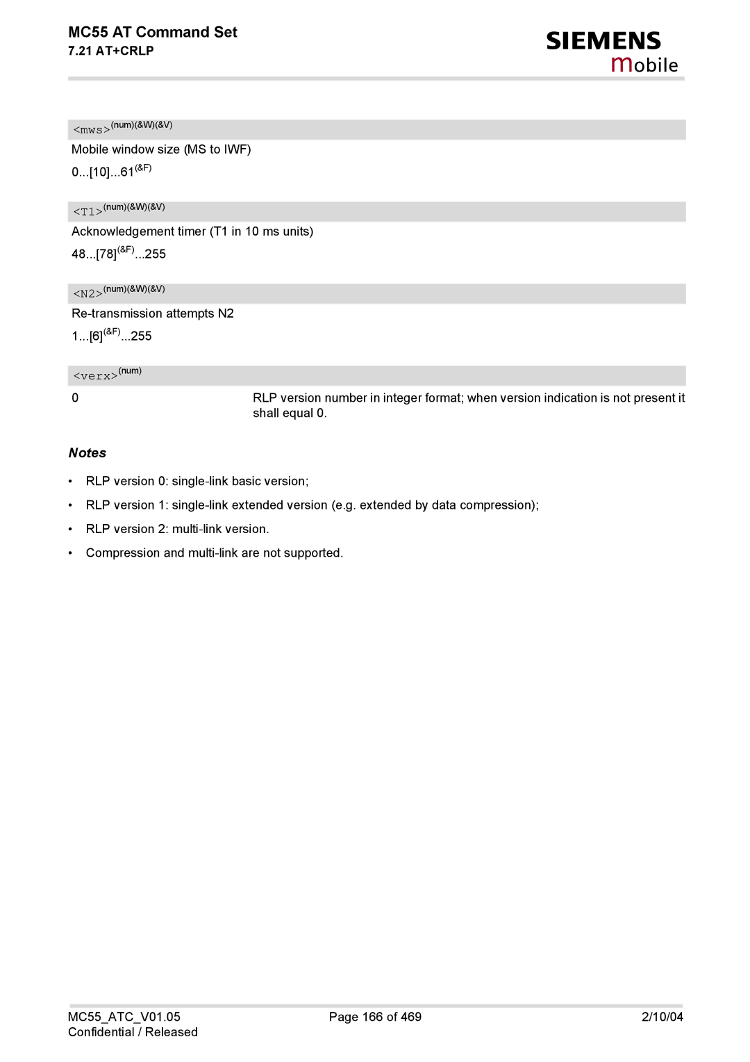 Siemens MC55 manual Verxnum 