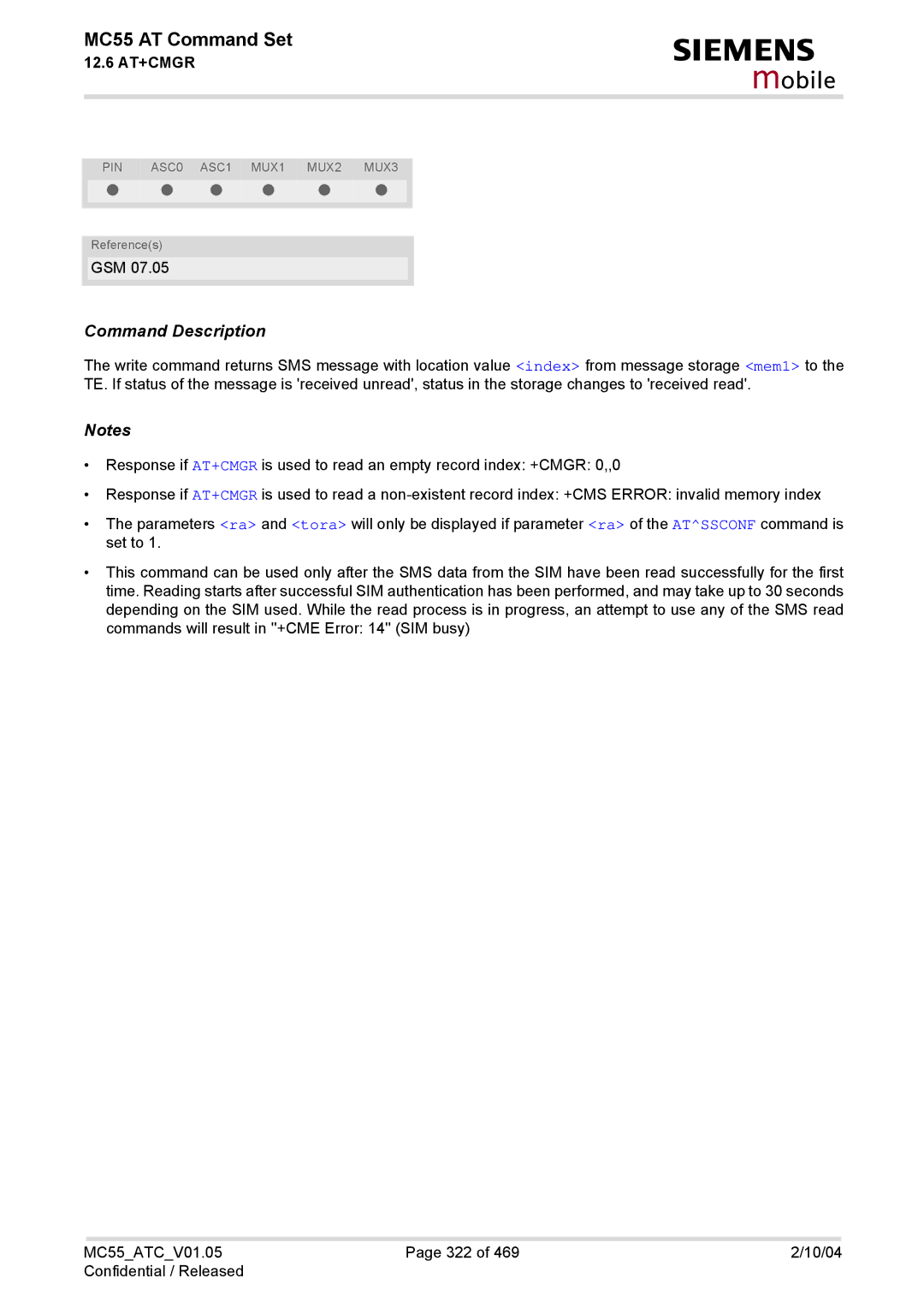 Siemens MC55 manual Mobile 