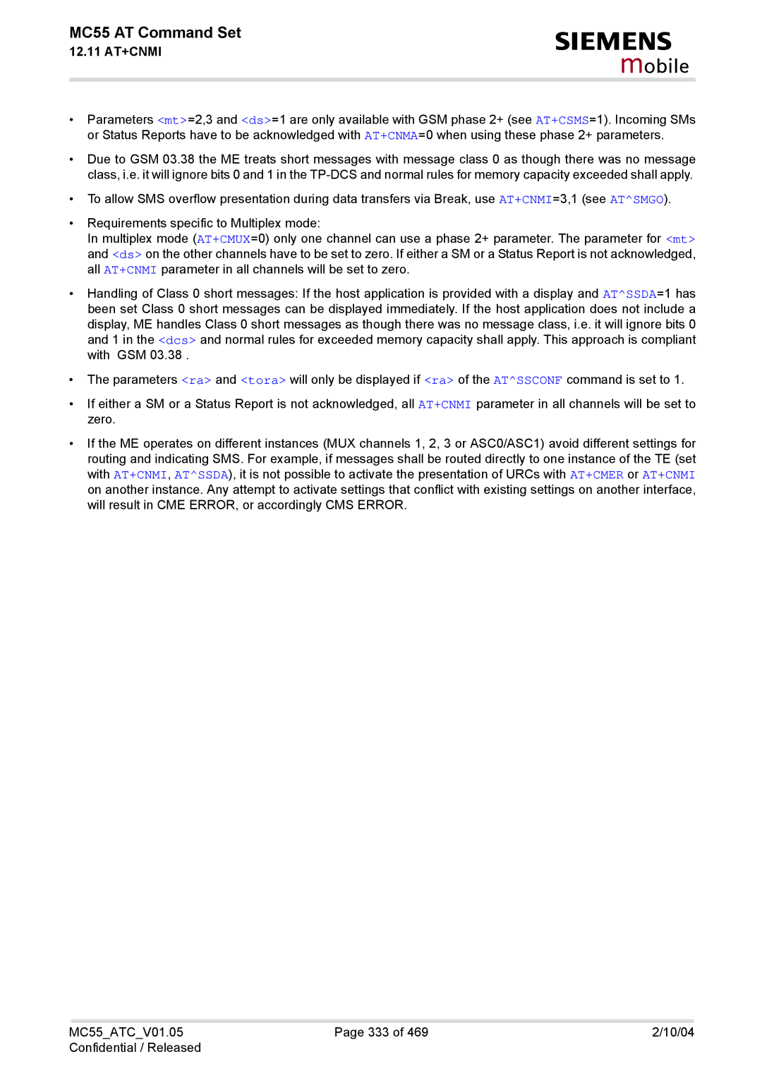 Siemens MC55 manual Mobile 