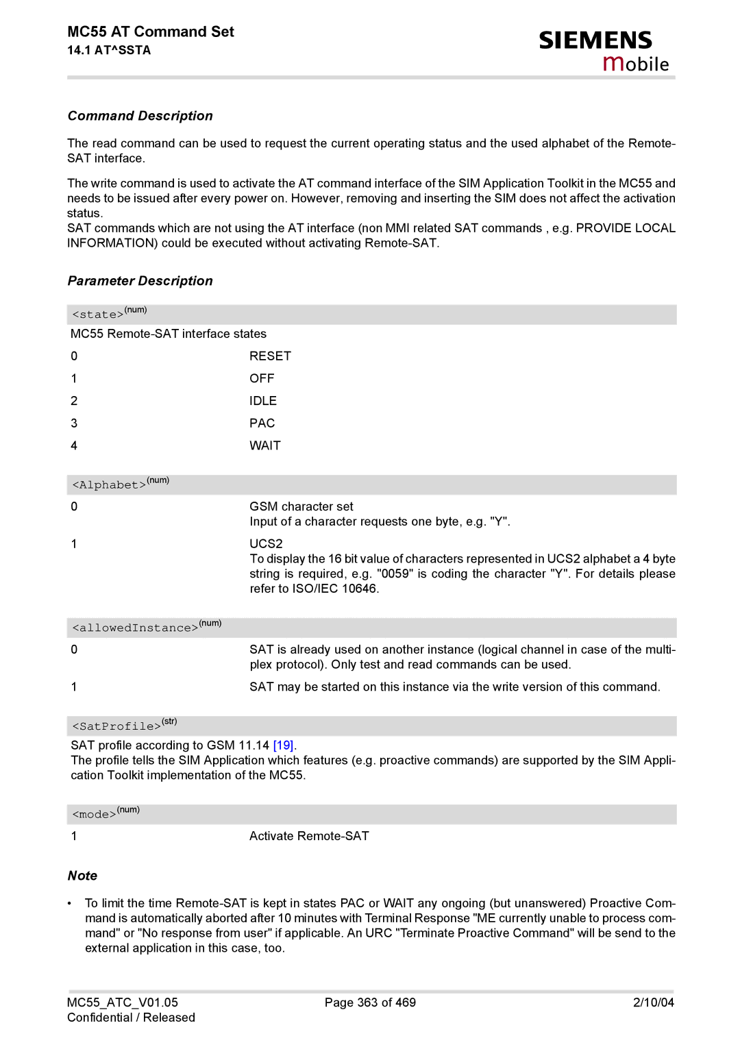 Siemens MC55 manual Alphabetnum, AllowedInstancenum, SatProfilestr 