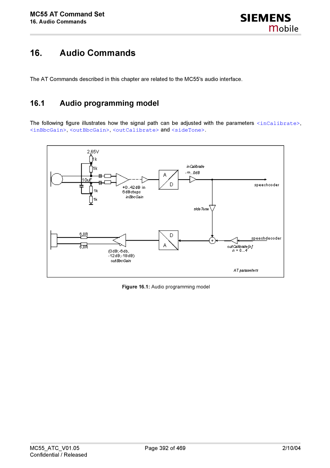 Siemens MC55 manual Audio Commands, Audio programming model 