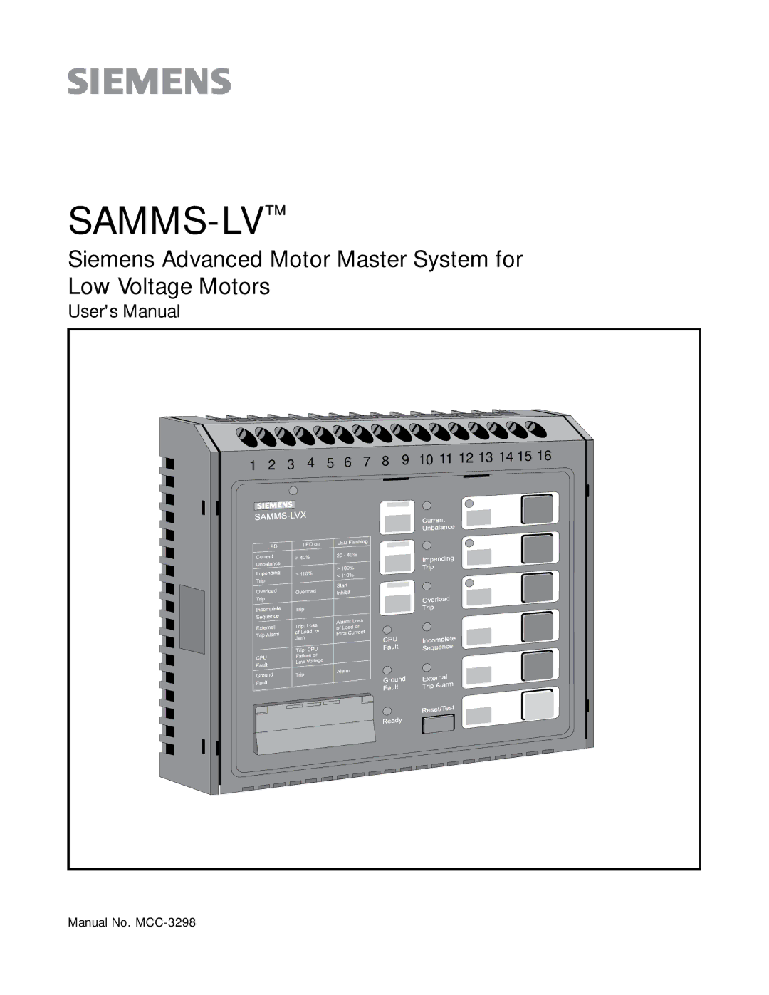 Siemens MCC-3298 user manual Samms-Lv 