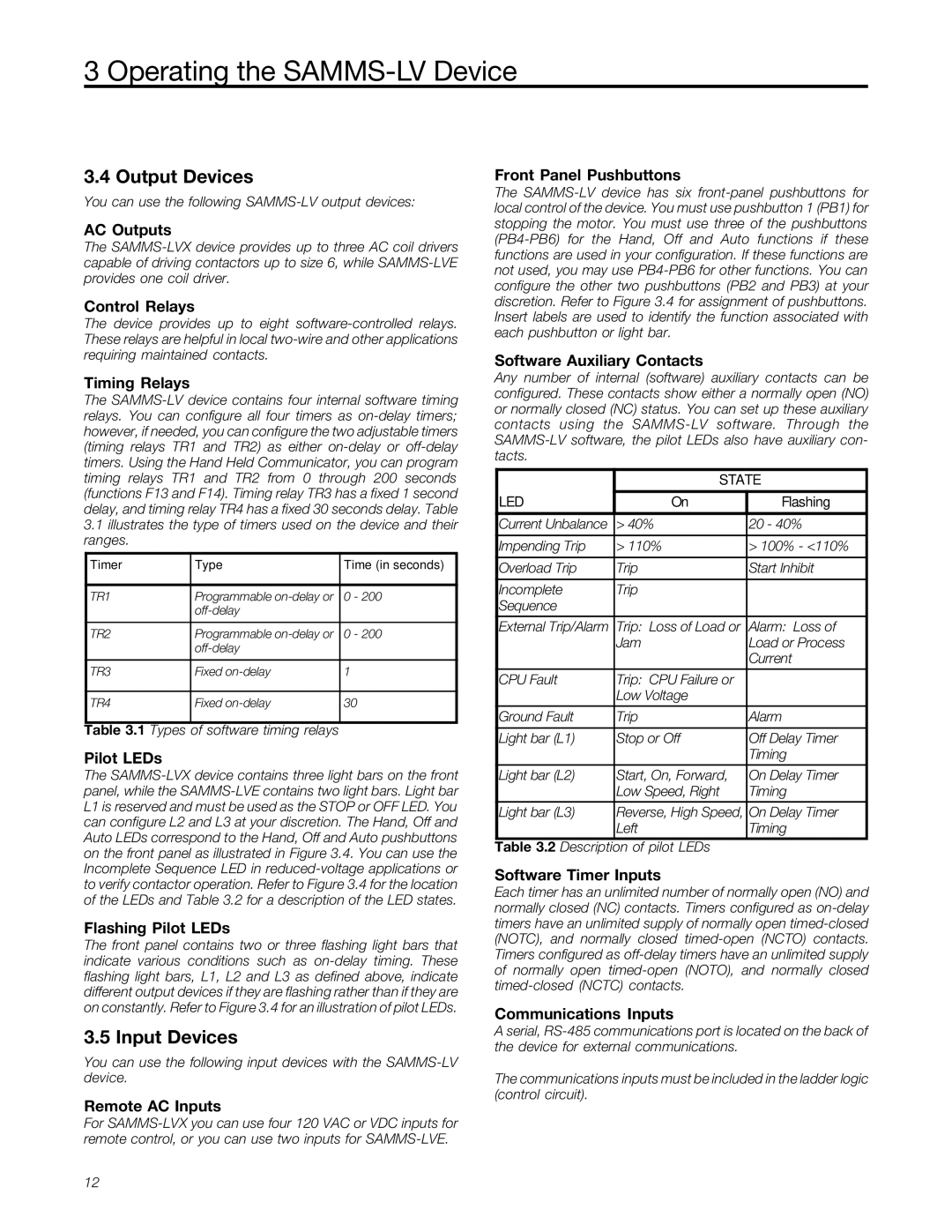 Siemens MCC-3298 user manual Output Devices, Input Devices 