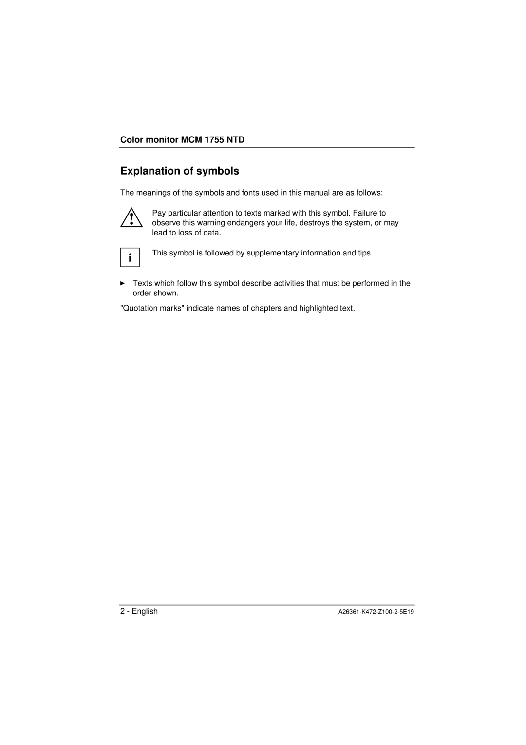 Siemens MCM 1755 NTD manuel dutilisation Explanation of symbols 