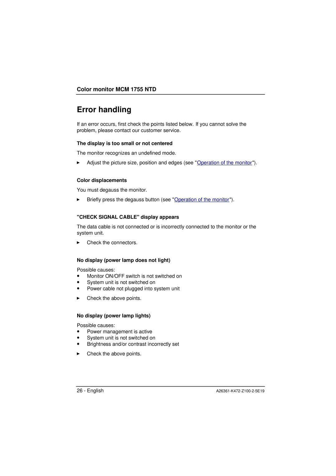 Siemens MCM 1755 NTD manuel dutilisation Error handling 