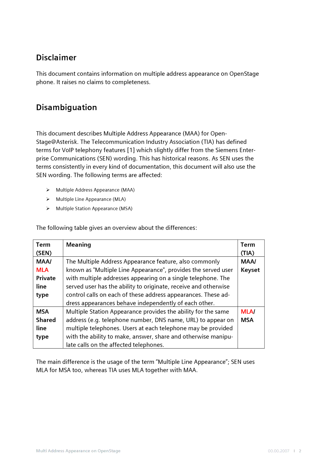 Siemens MG-2D manual Disclaimer, Disambiguation 