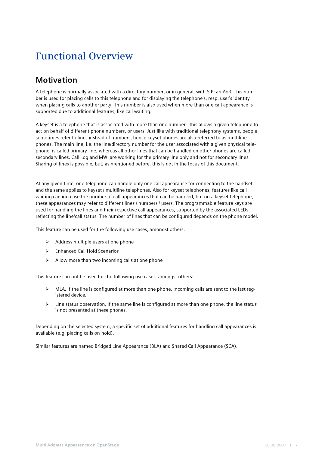 Siemens MG-2D manual Functional Overview, Motivation 