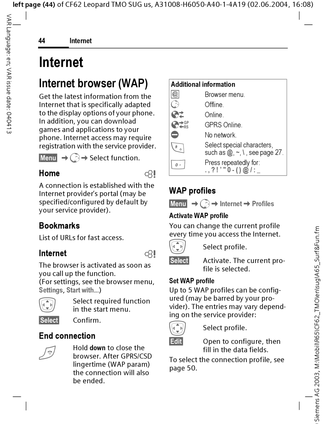 Siemens Mobile operating instructions Internet browser WAP 