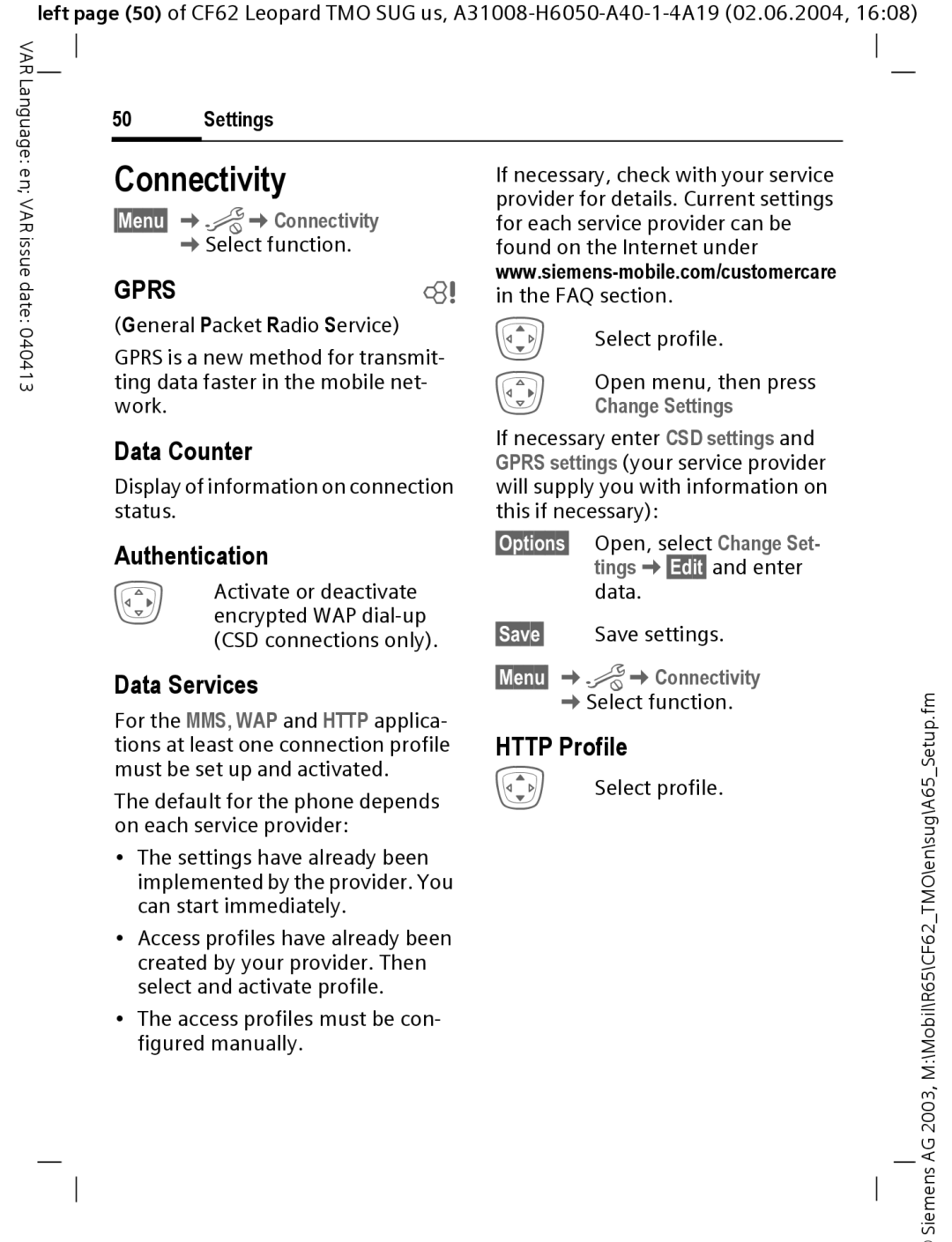 Siemens Mobile operating instructions Connectivity 