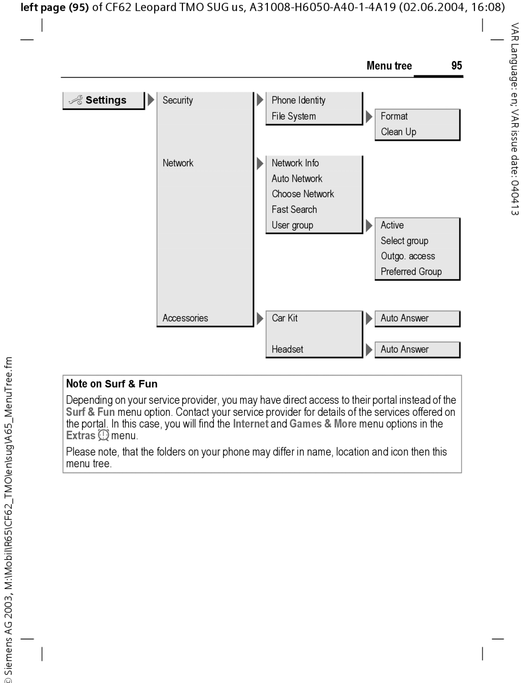 Siemens Mobile operating instructions MSettings 