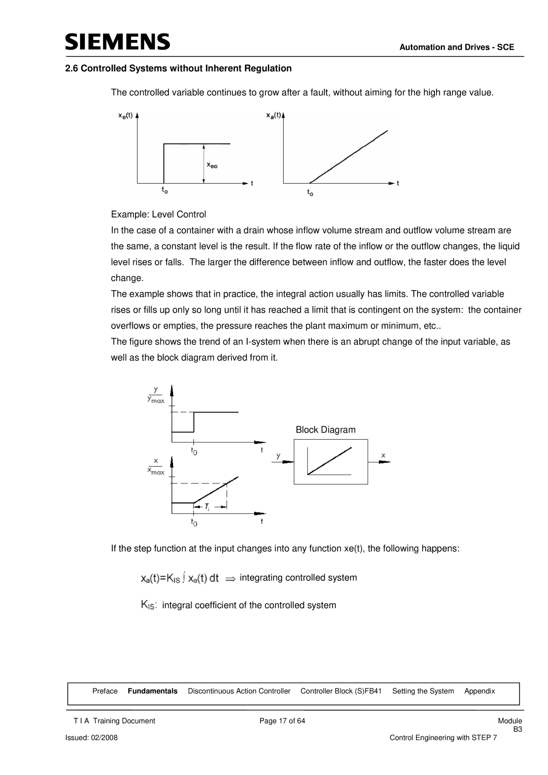 Siemens Module B3 manual Controlled Systems without Inherent Regulation 