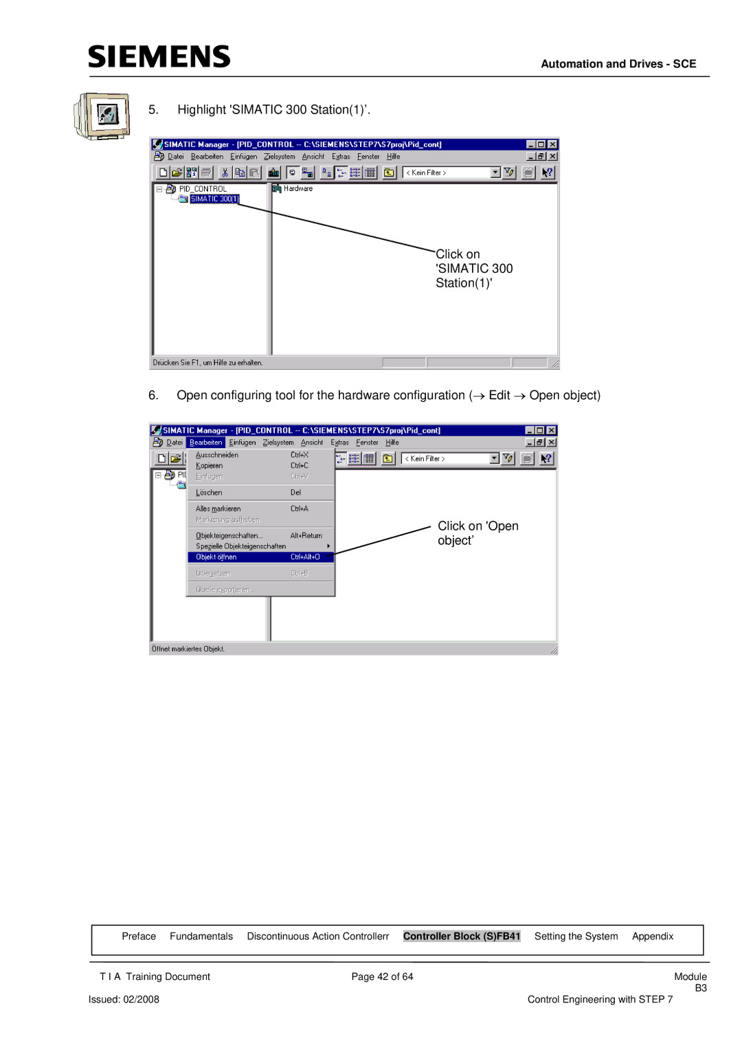 Siemens Module B3 manual Automation and Drives SCE 