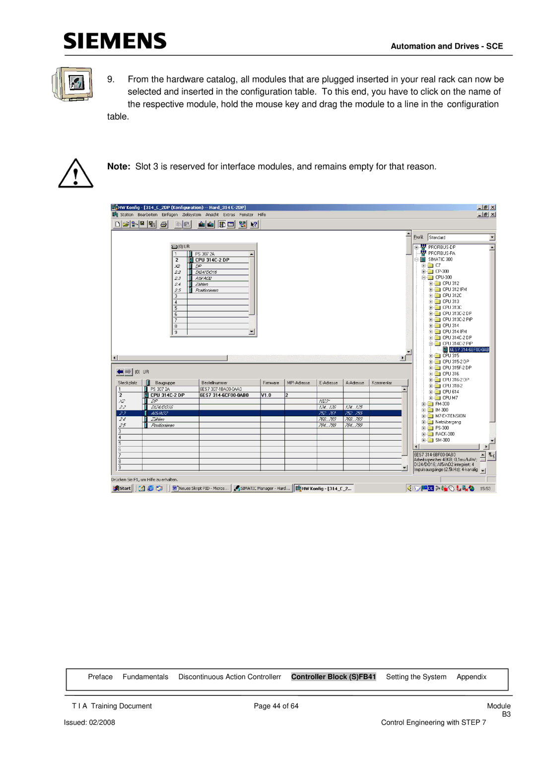 Siemens Module B3 manual Automation and Drives SCE 