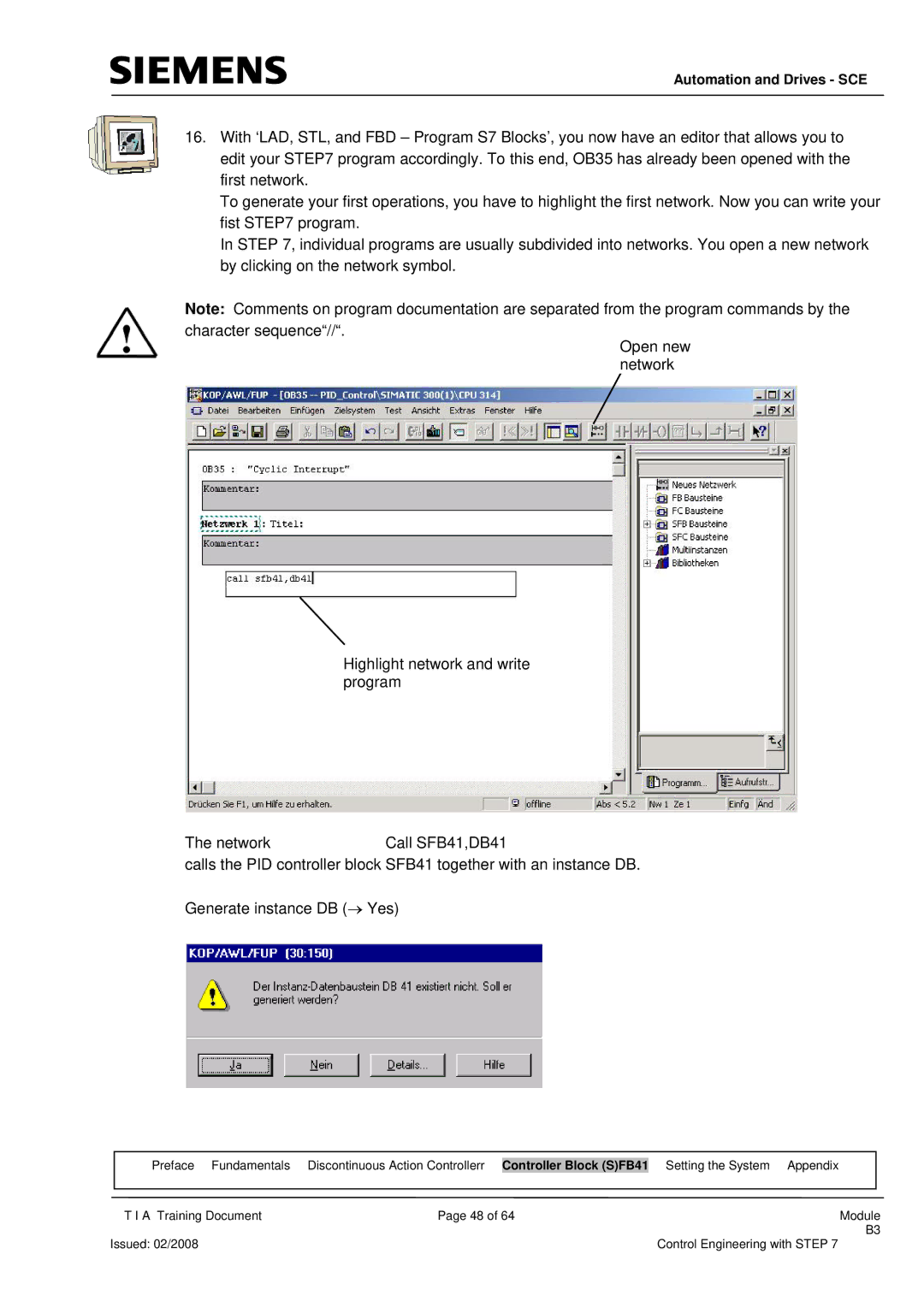 Siemens Module B3 manual Automation and Drives SCE 