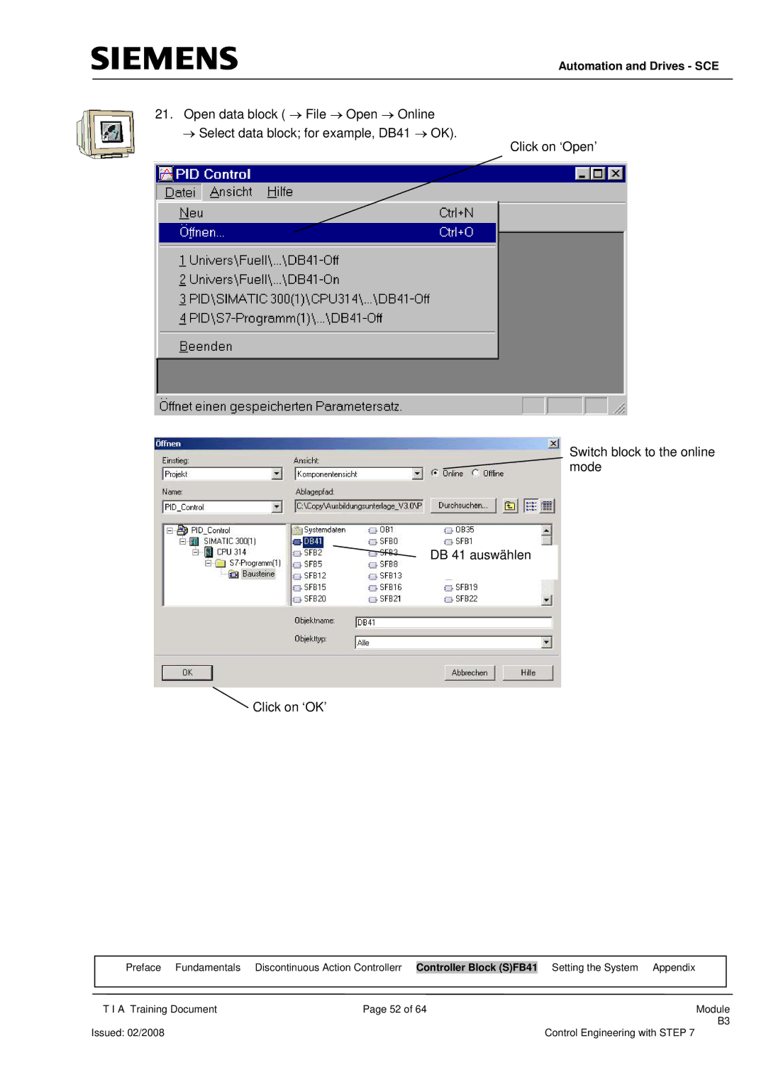 Siemens Module B3 manual Automation and Drives SCE 