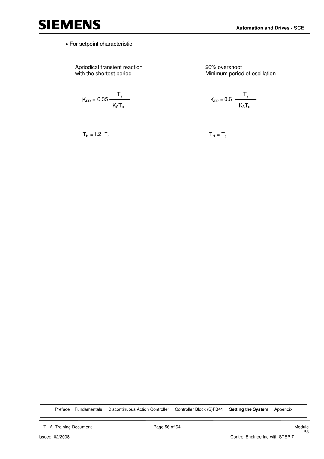 Siemens Module B3 manual For setpoint characteristic 