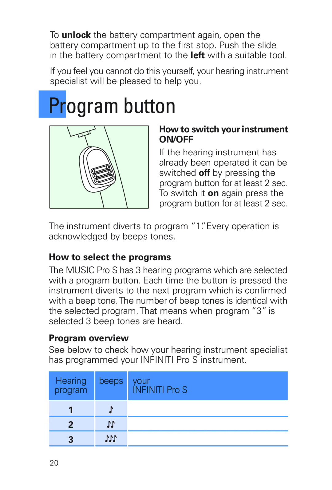 Siemens MUSIC Pro manual Hearing Beeps your 