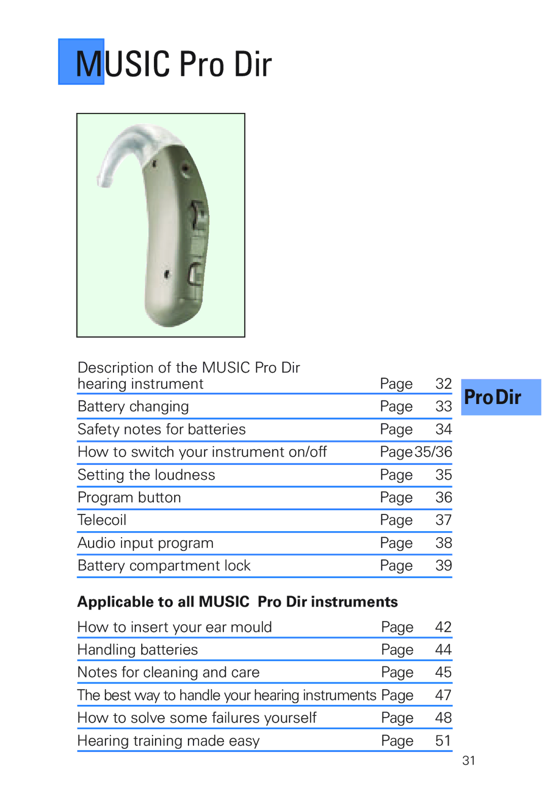 Siemens MUSIC Pro manual Applicable to all Music Pro Dir instruments 