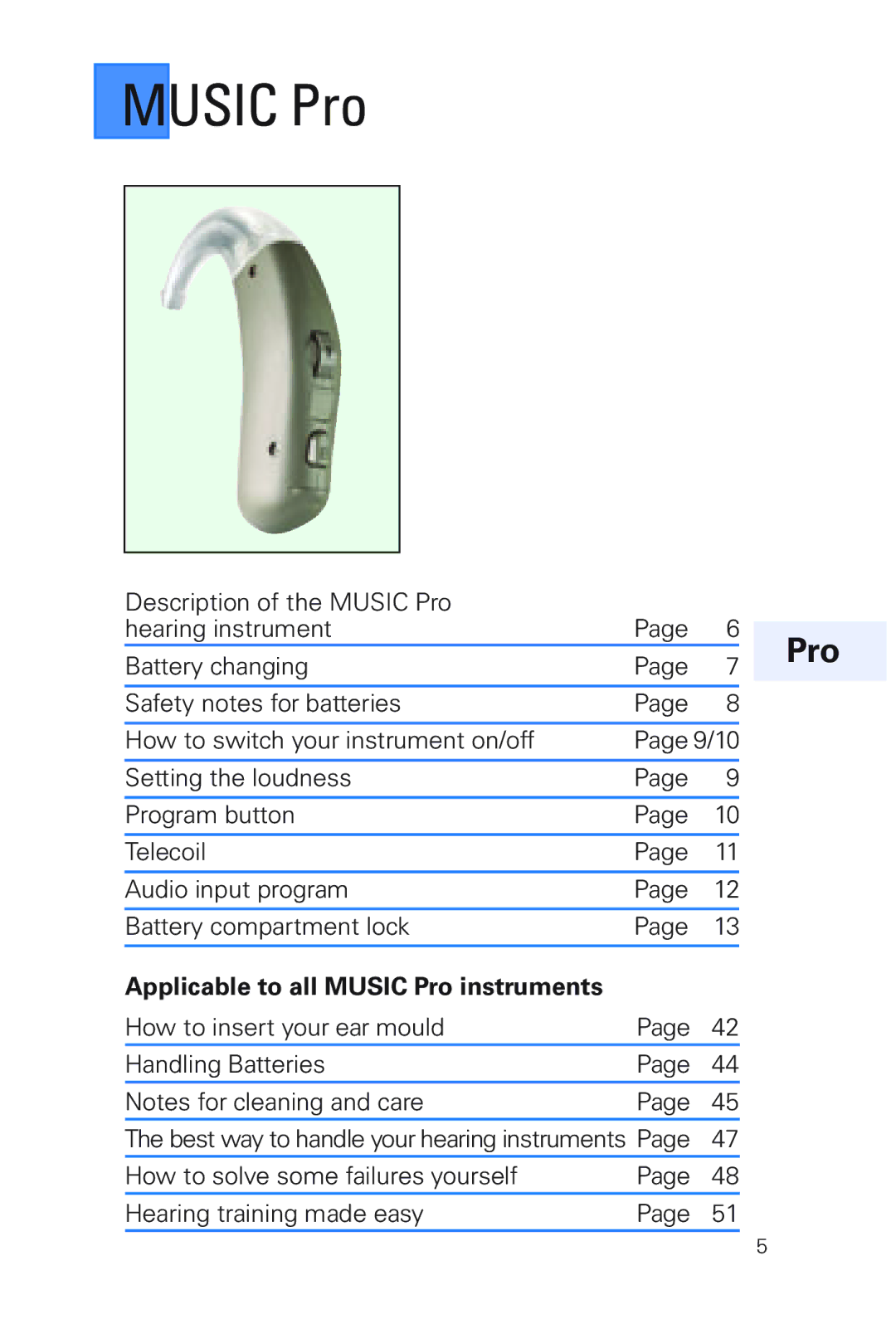 Siemens MUSIC Pro manual Applicable to all Music Pro instruments 