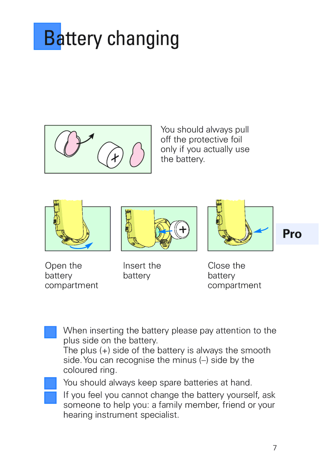 Siemens MUSIC Pro manual Battery changing 