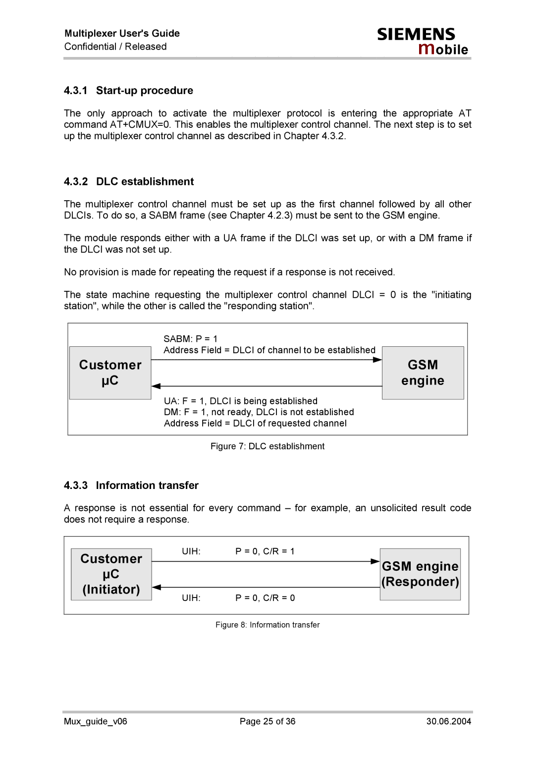 Siemens Mux_guide_v06 manual Customer, Engine, GSM engine, Responder, Initiator 