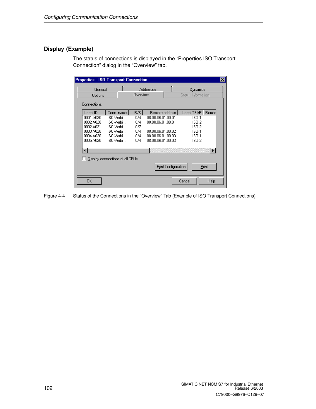 Siemens NCM S7 appendix Display Example 