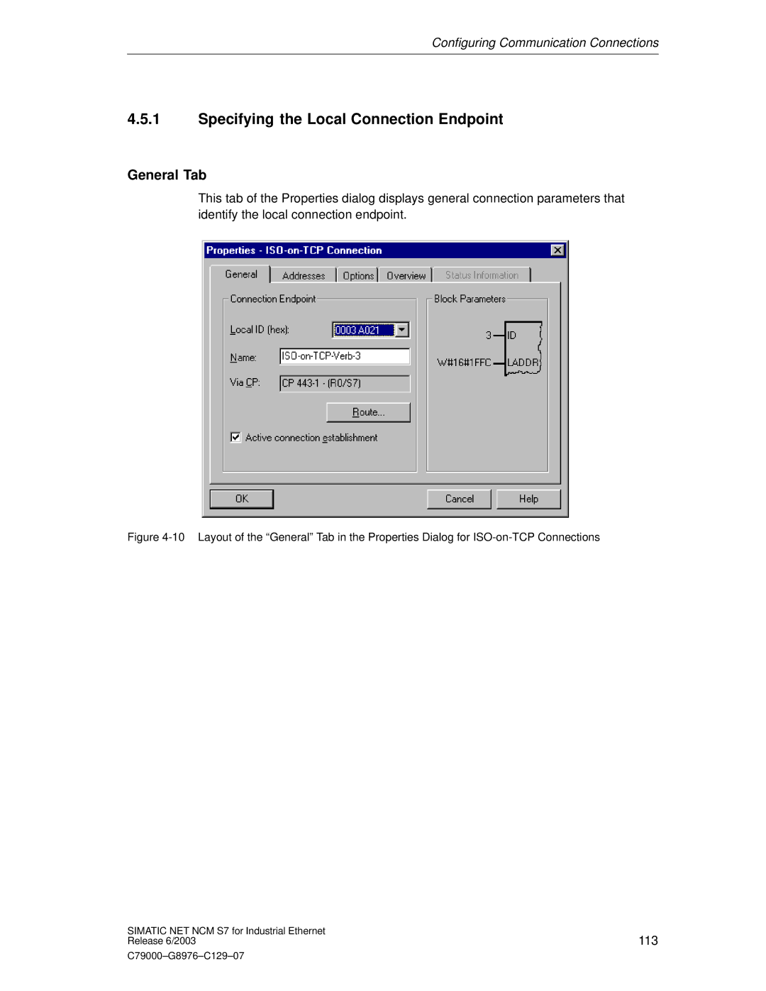 Siemens NCM S7 appendix Specifying the Local Connection Endpoint 