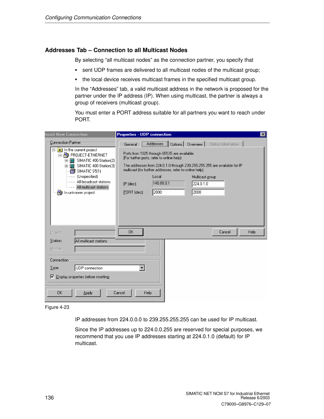 Siemens NCM S7 appendix Addresses Tab Connection to all Multicast Nodes 