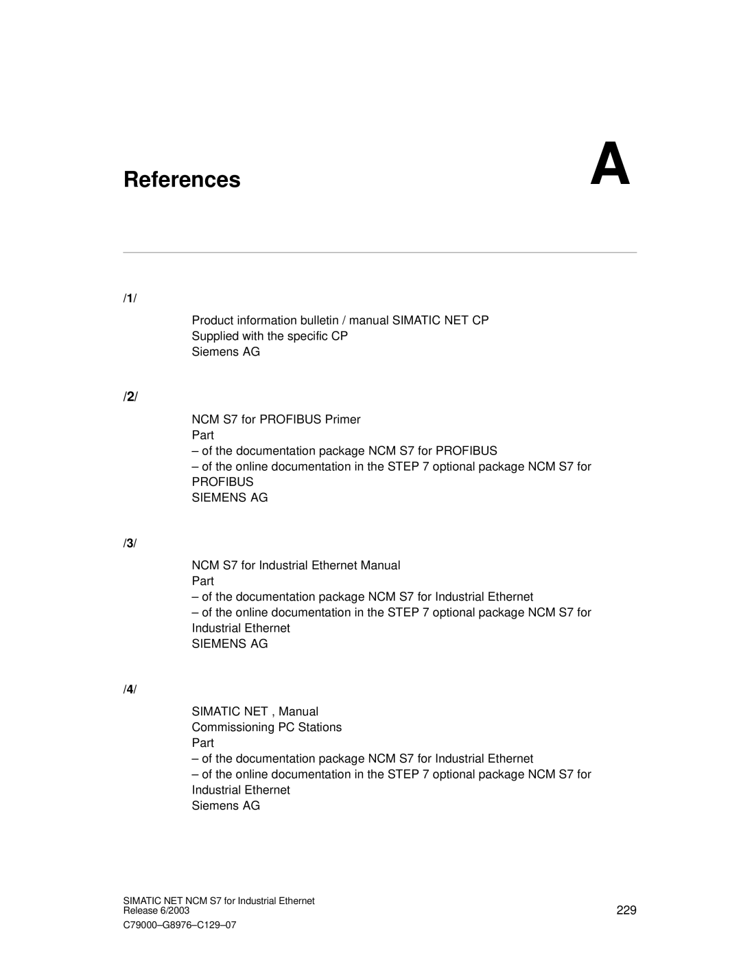 Siemens NCM S7 appendix References 