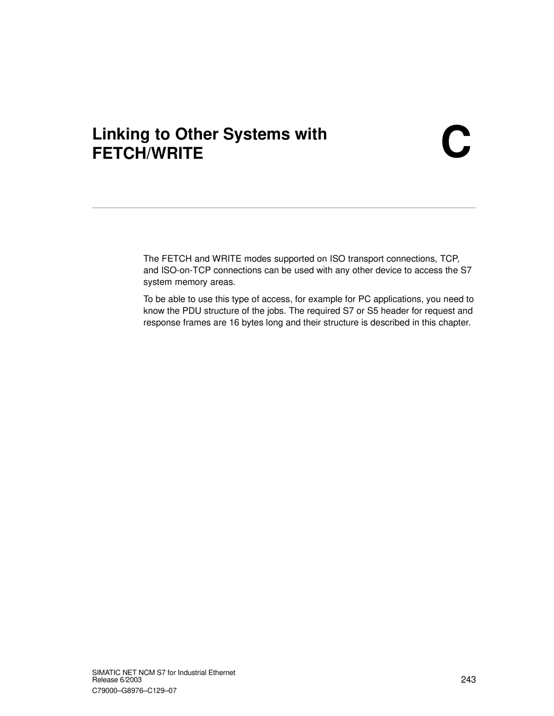 Siemens NCM S7 appendix Fetch/Write 