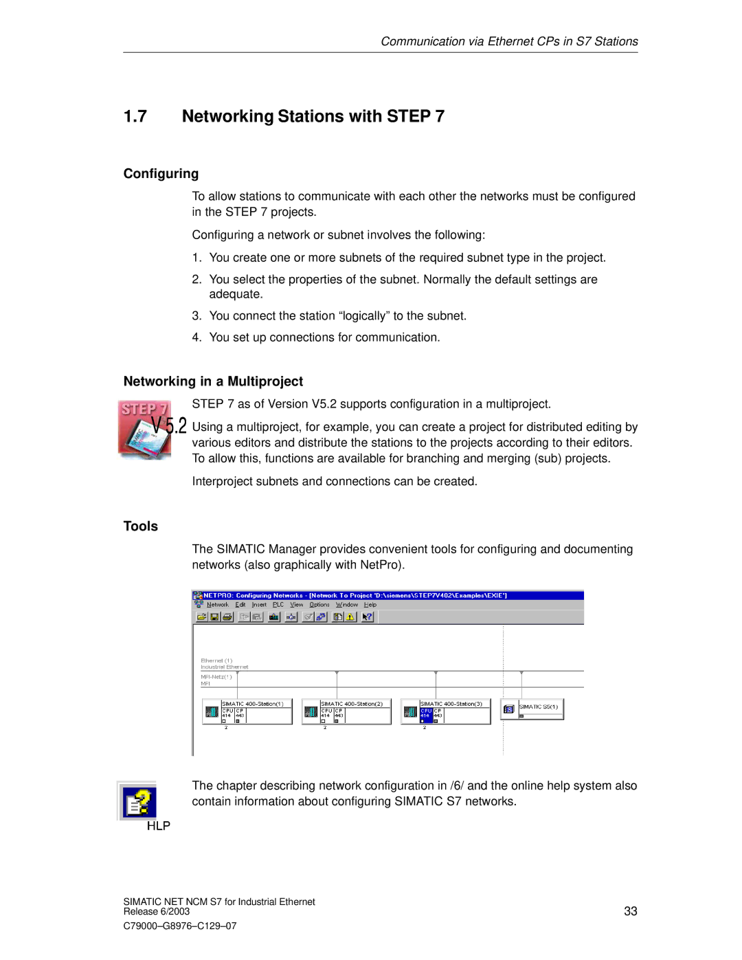 Siemens NCM S7 appendix Networking Stations with Step, Configuring, Networking in a Multiproject, Tools 