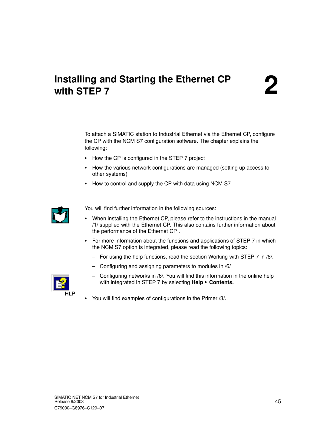 Siemens NCM S7 appendix Installing and Starting the Ethernet CP With Step 