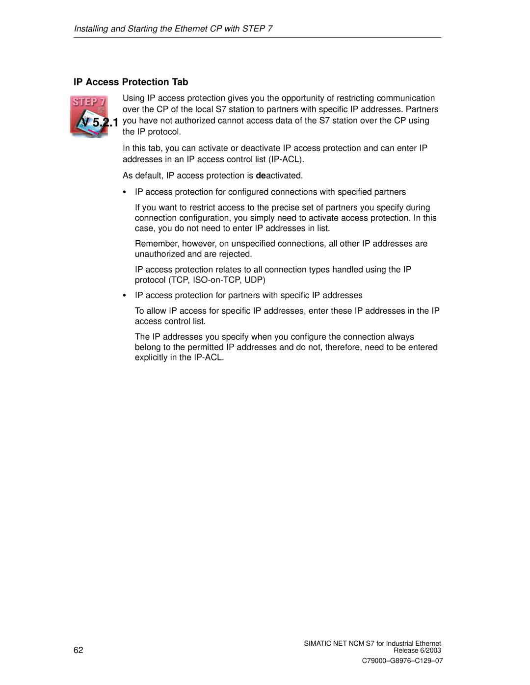 Siemens NCM S7 appendix IP Access Protection Tab 