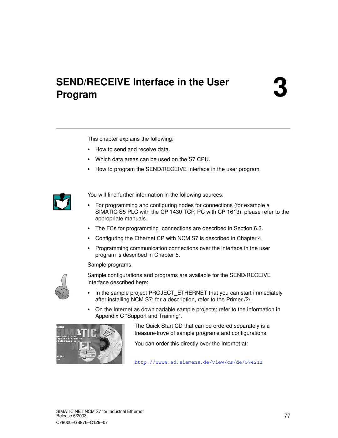 Siemens NCM S7 appendix SEND/RECEIVE Interface in the User Program 