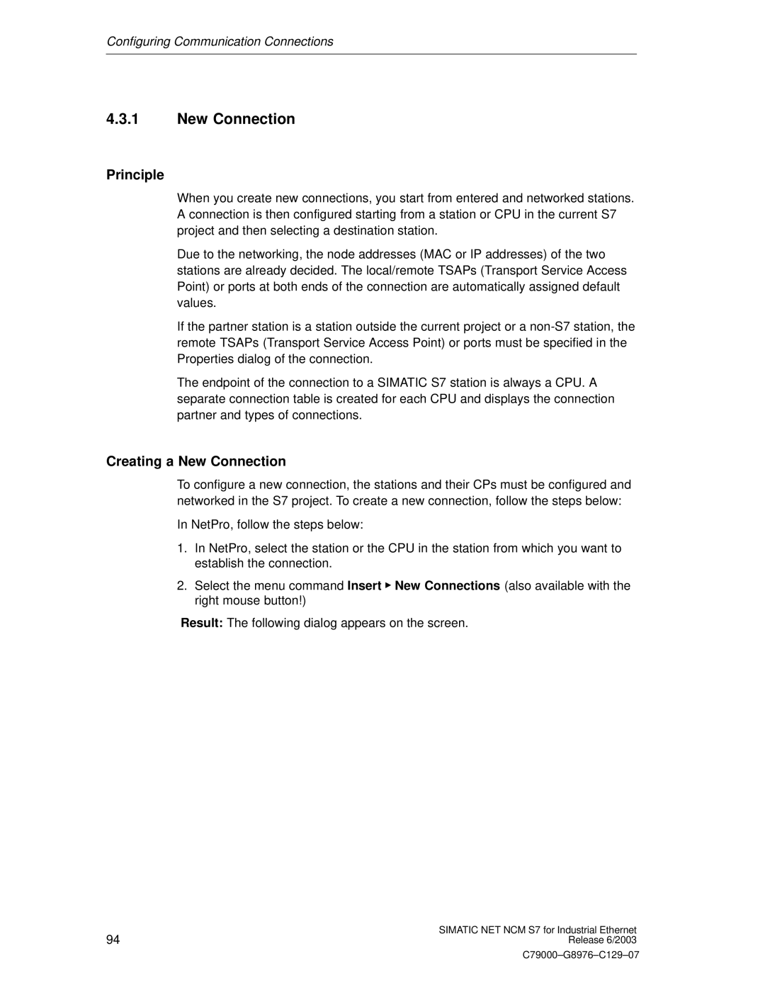 Siemens NCM S7 appendix Creating a New Connection 