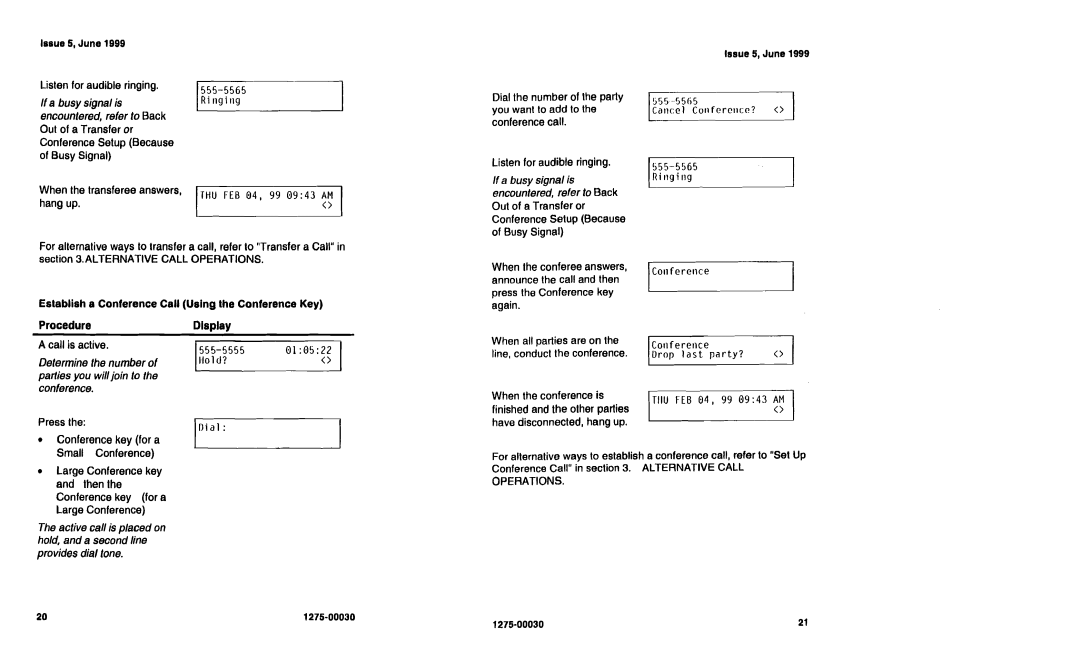 Siemens NI-1200 Cancel Conference? 555-5565, Ringing IconferenceI, 555-5555 010522, Tiiu FEB 04, 99 09 43 AM 